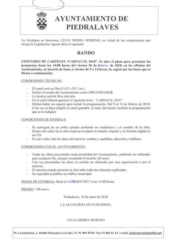 Bases Concurso Cartel de Carnaval 2018