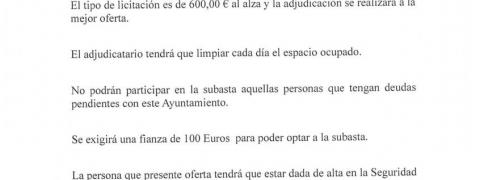 Subasta Barra de las fiestas